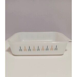 Fire King Anchor Hocking White Square Casserole 8"  Dish Candle Glow